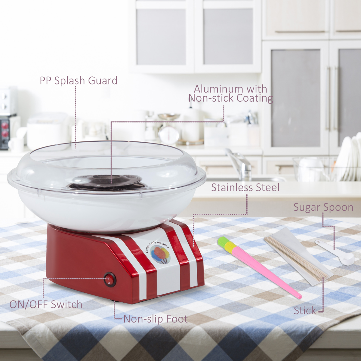 Candy Floss Machine, 450W-Red/White