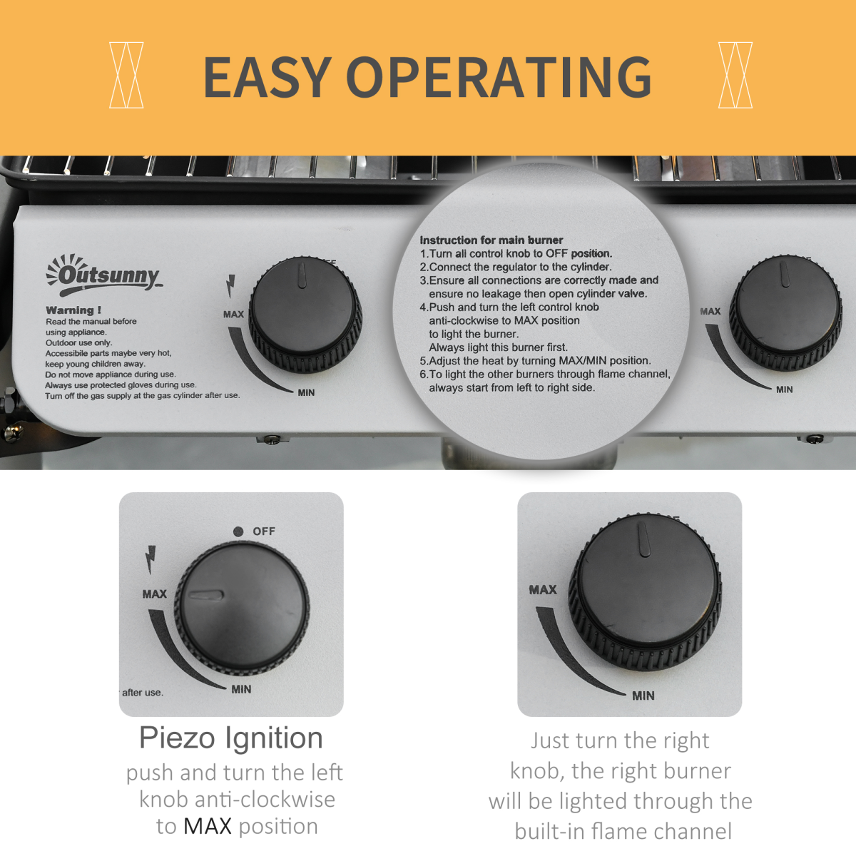 2 Burner Gas Barbecue Grill Propane Gas BBQ 5.6 kW