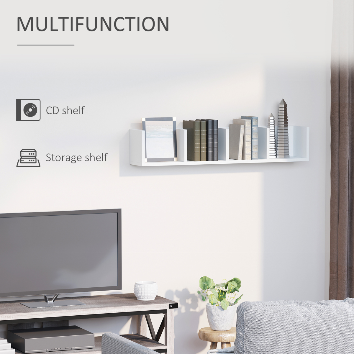 Multi-Media Wooden Shelf-White Home