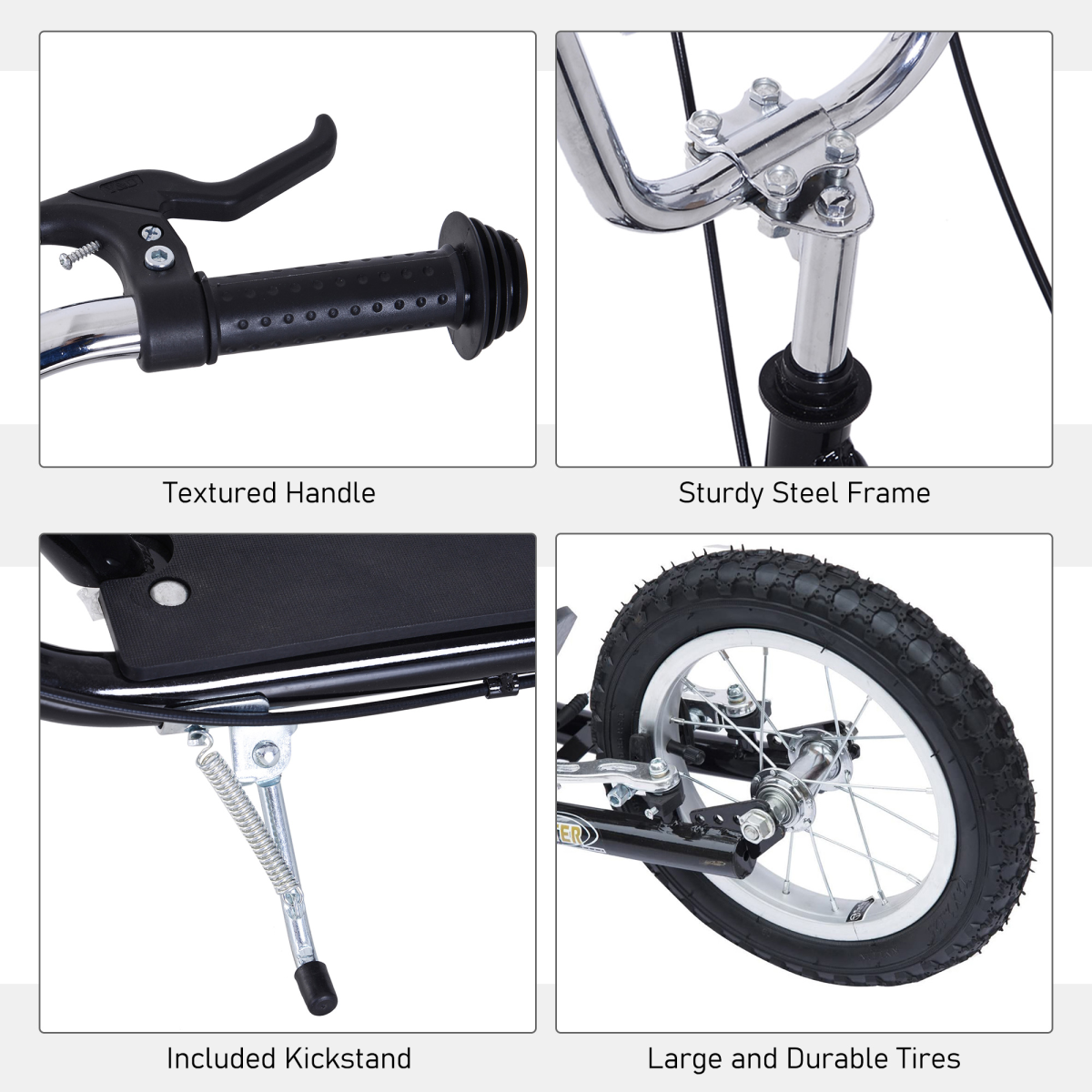 HOMCOM Teen Scooter Adjustable Height Dual Brakes Rubber Wheels Kickstand,