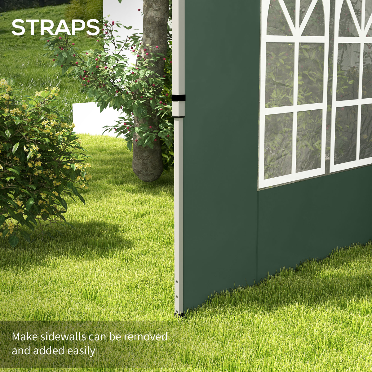 Outsunny Gazebo Side Panels for 3x3(m) or 3x4m Pop Up Gazebo, 2 Pack, Green