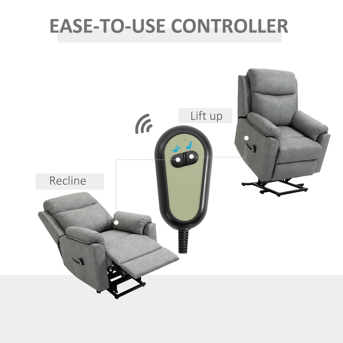 Power Lift Chair Electric Riser Recliner with Remote Control, Grey HOMCOM