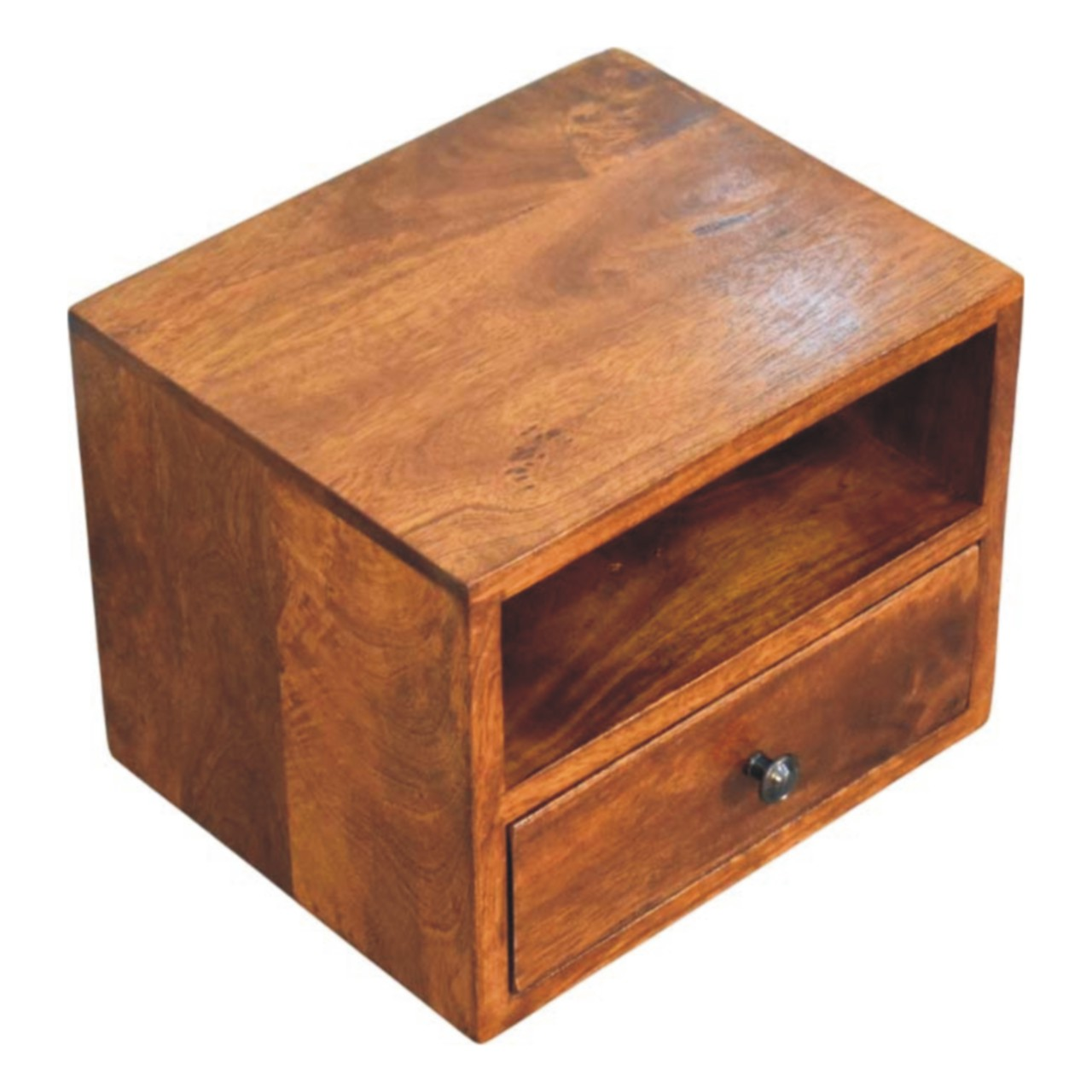 Artisan Furniture Solid Wood Solis 1-Drawer Chestnut Wall Mounted Nightstand, 1 Shelf, Brown