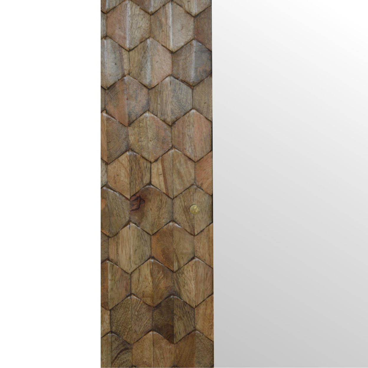 Artisan Furniture Solid Wood Pineapple Carved Mirror Cabinet, 2 Doors, Brown
