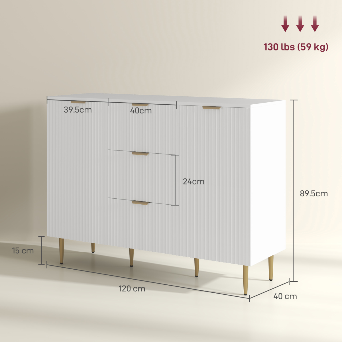 Stylish White Storage Cabinet with Adjustable Shelf & TV Stand Functionality