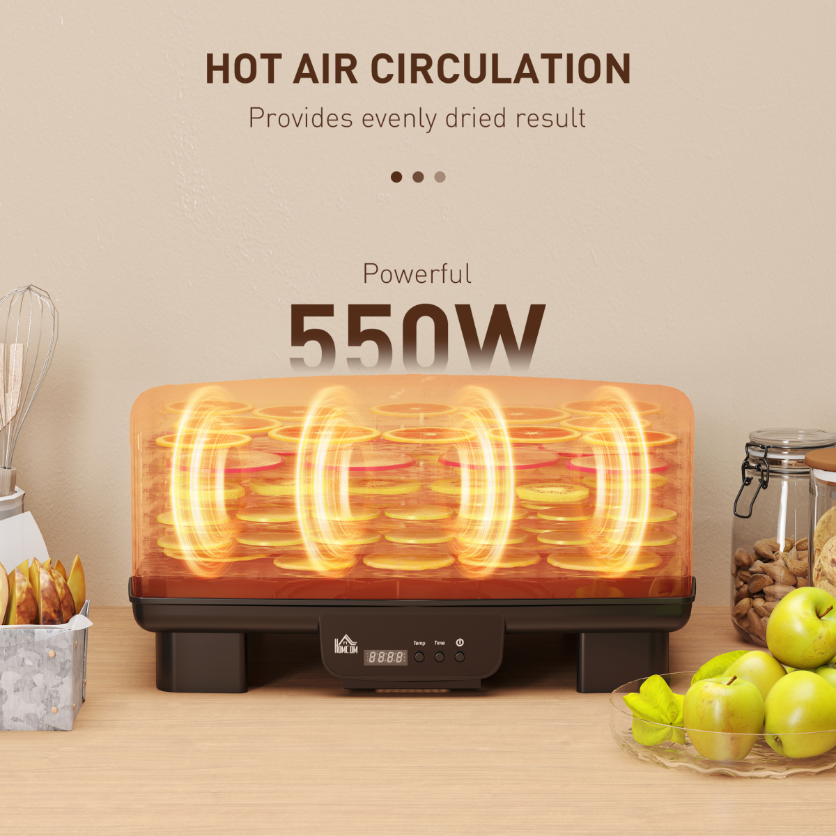 HOMCOM 6 Tray Food Dehydrator, Food Dryer Machine for Fruit Meat Vegetable