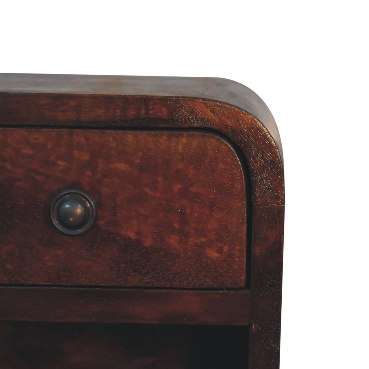 Artisan Furniture Solid Wood Extra Mini Curved Chestnut Bedside with Open Slot, Brown, 1 Drawer