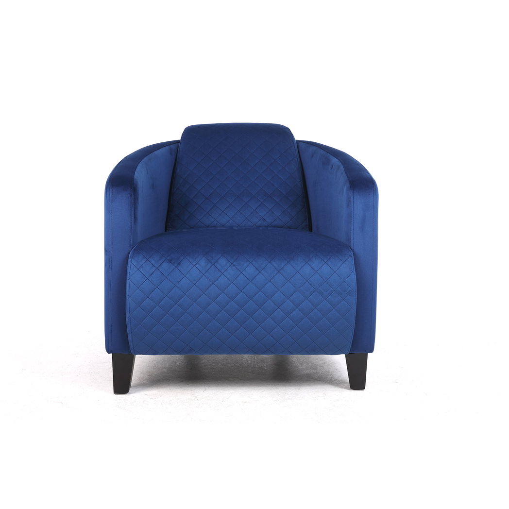Durable & Stylish Blue/Grey/Green Velvet Tub Accent Armchair with Criss-Cross Pattern | Contemporary Drop Arm to Comfortable Living Room Seating | Perfect for Home & Office (Blue Velvet)