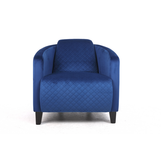 Durable & Stylish Blue/Grey/Green Velvet Tub Accent Armchair with Criss-Cross Pattern | Contemporary Drop Arm to Comfortable Living Room Seating | Perfect for Home & Office (Blue Velvet)