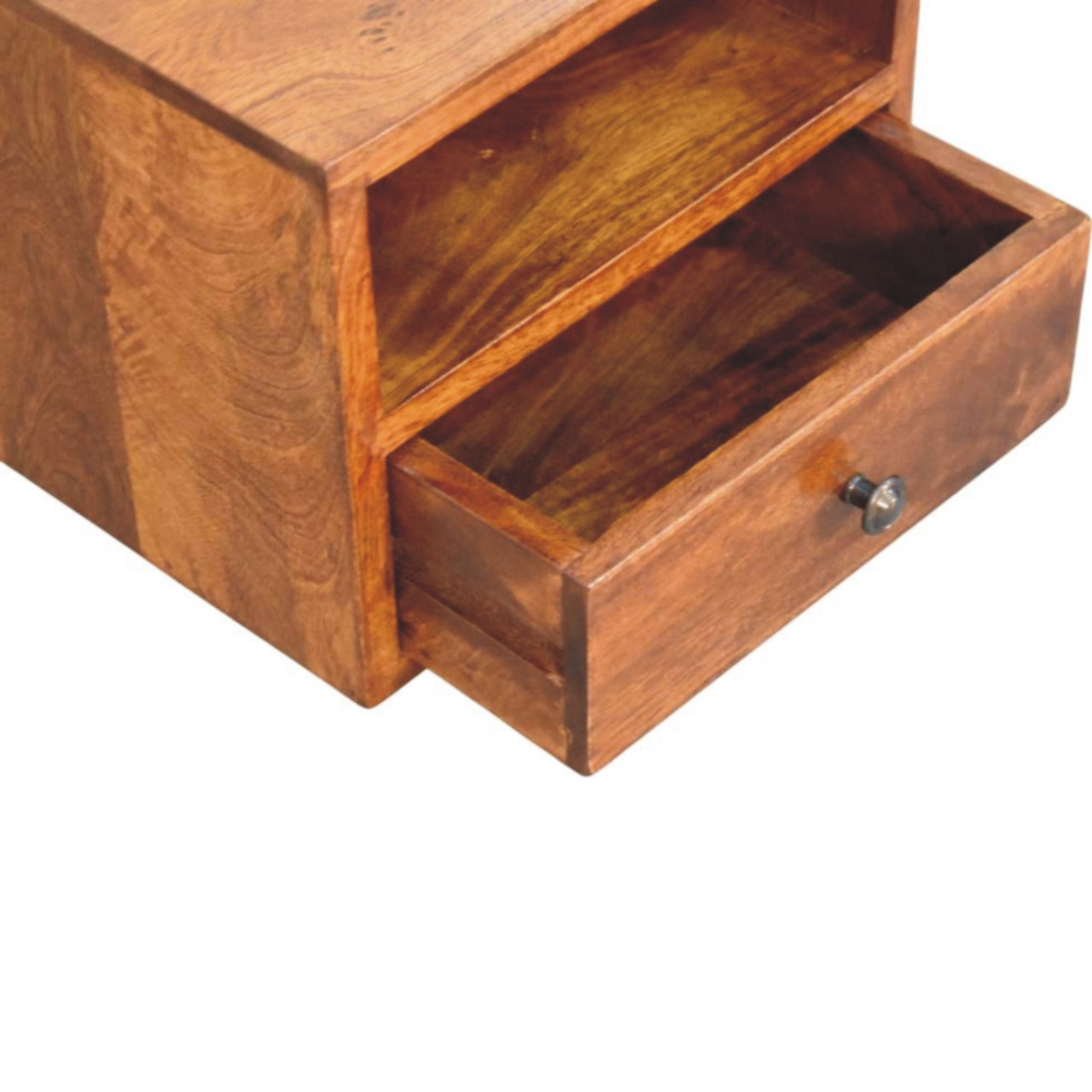 Artisan Furniture Solid Wood Solis 1-Drawer Chestnut Wall Mounted Nightstand, 1 Shelf, Brown