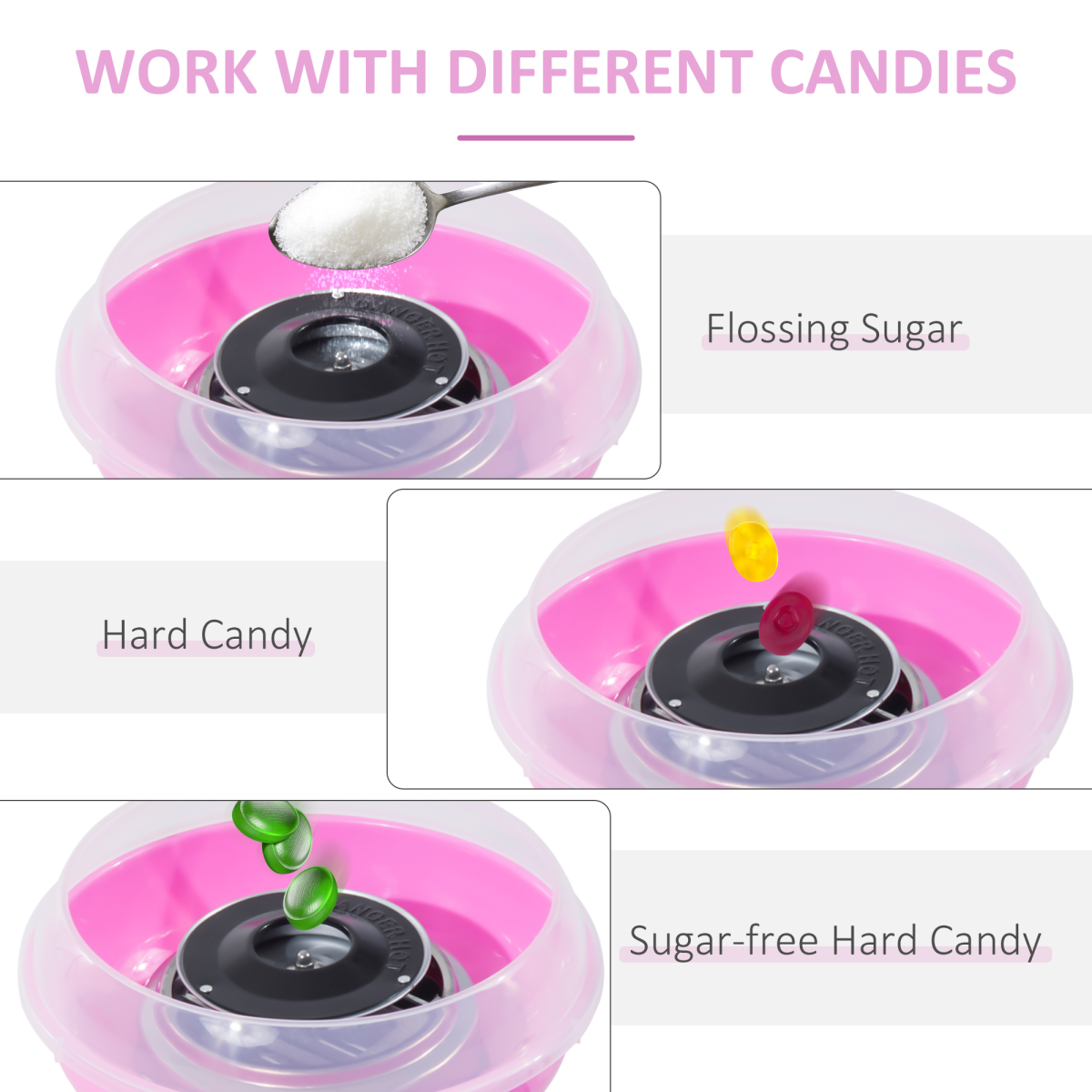 Candy Floss Machine, 450W-Pink