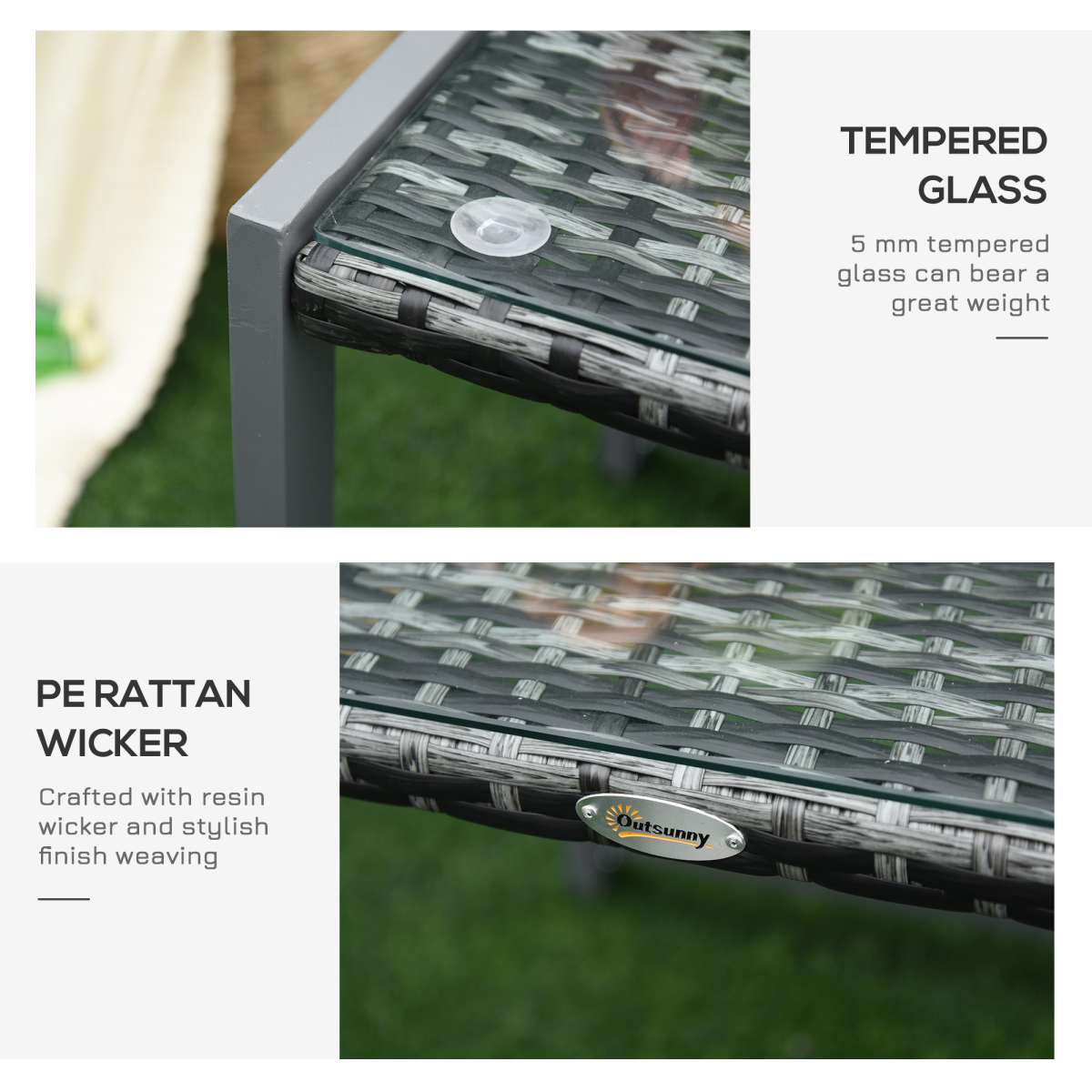 Rattan End Table Side Coffee Desk Outdoor Patio Garden Furniture