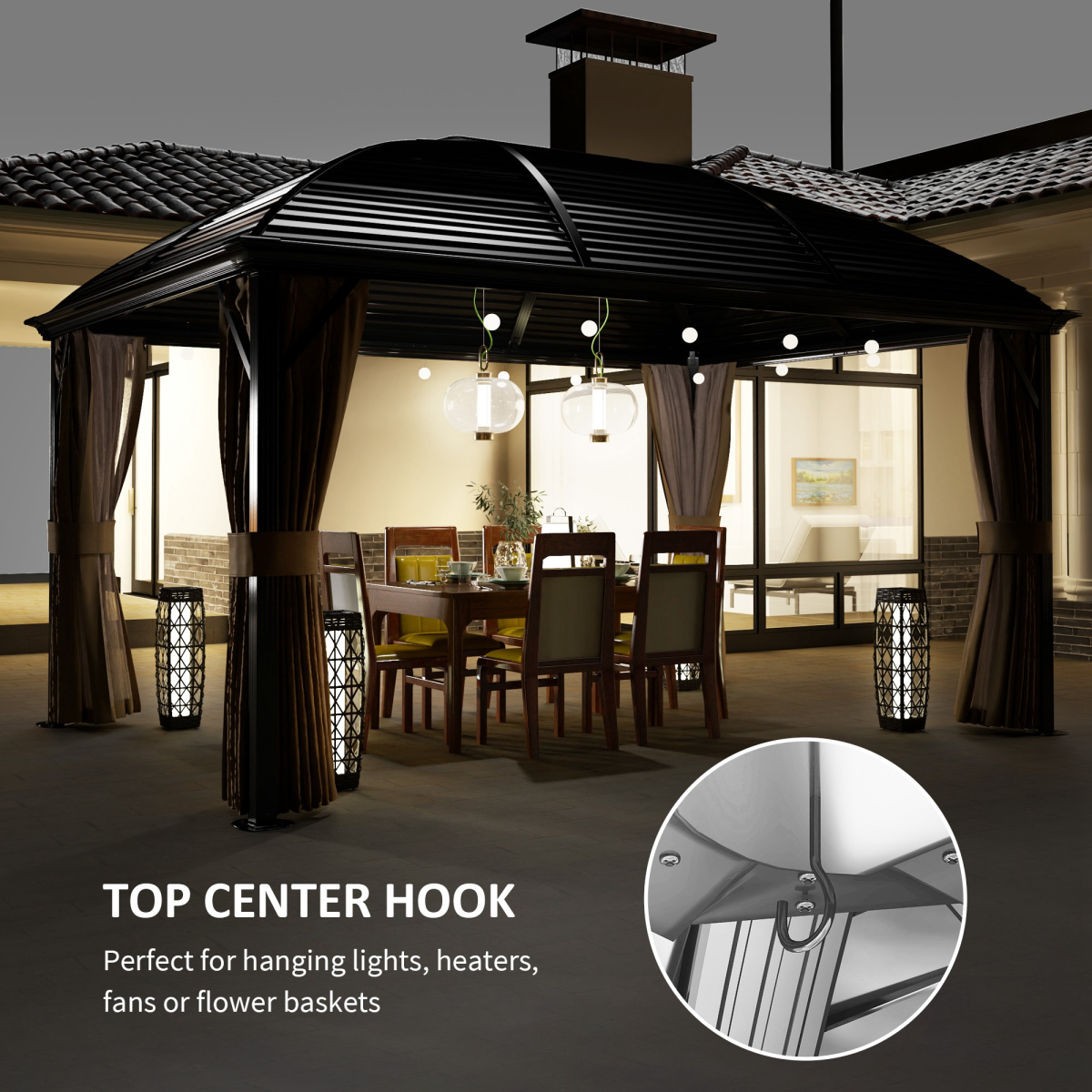 Outsunny 3 x 4m Hardtop Gazebo Aluminium Garden Pavilion Brown