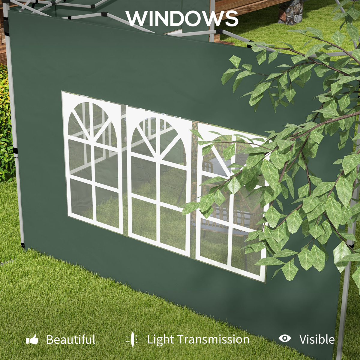 Outsunny Gazebo Side Panels for 3x3(m) or 3x4m Pop Up Gazebo, 2 Pack, Green