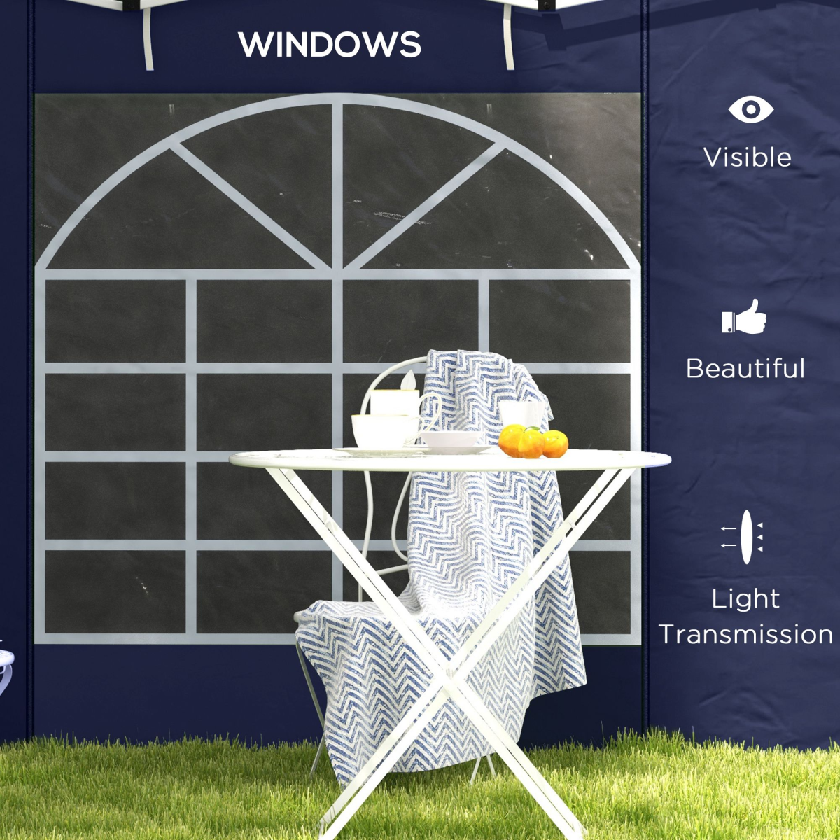 Outsunny 3x3(m) or 3x6m Pop Up Gazebo Side Panels Replacement, 2 Pack, Blue