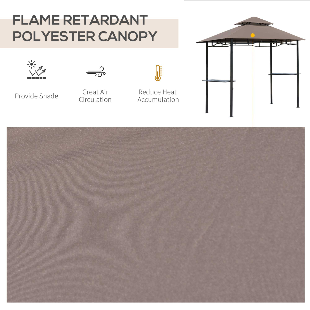 Outsunny 8ft Double-Tier Gazebo Grill Canopy Tent Shelter-Coffee