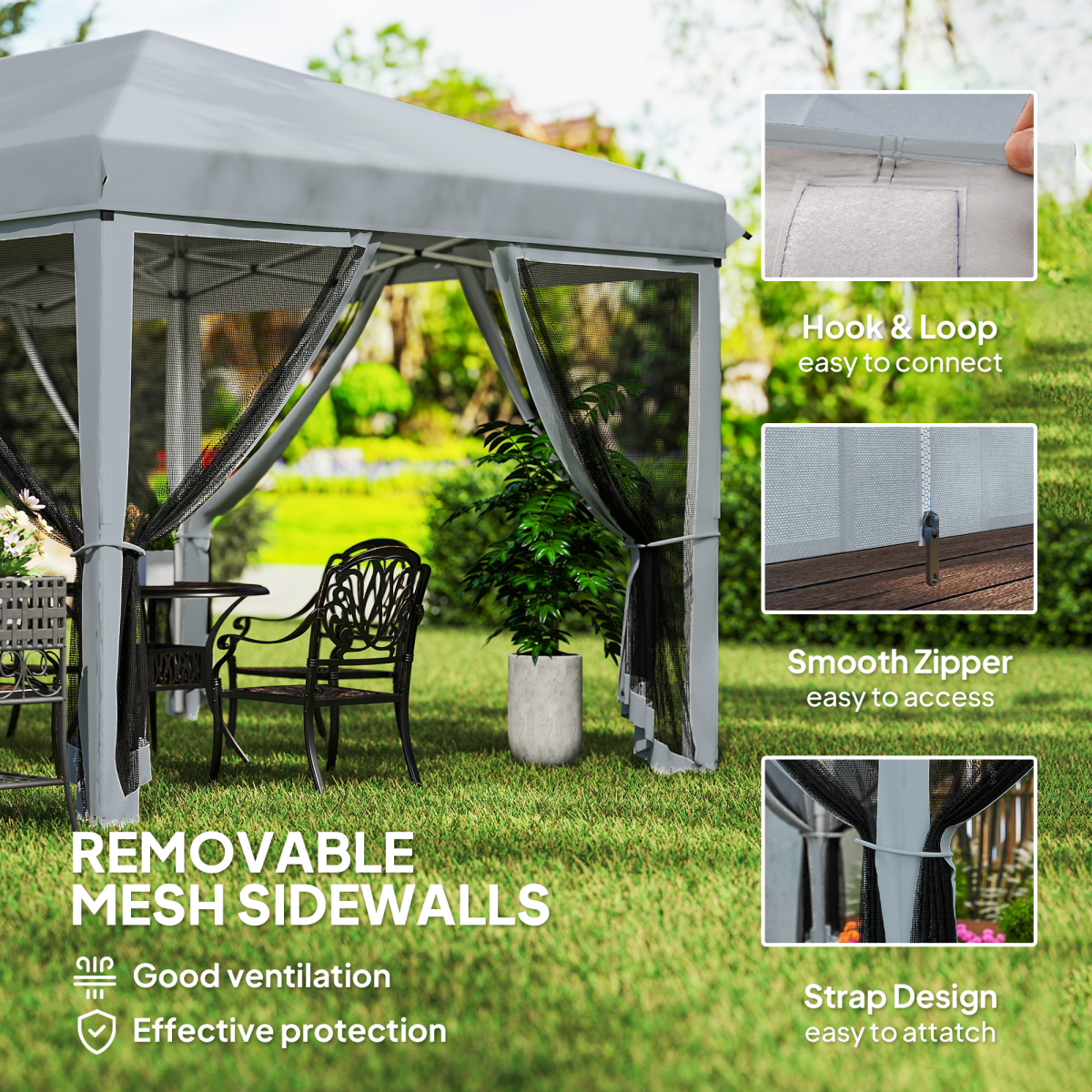 6 x 3m Pop Up Party Tent Canopy with 6 Removable Sidewalls Grey