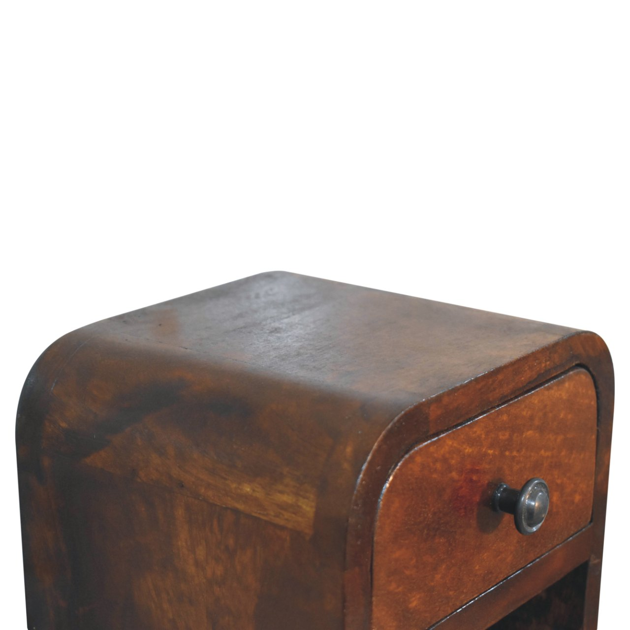 Artisan Furniture Solid Wood Extra Mini Curved Chestnut Bedside with Open Slot, Brown, 1 Drawer