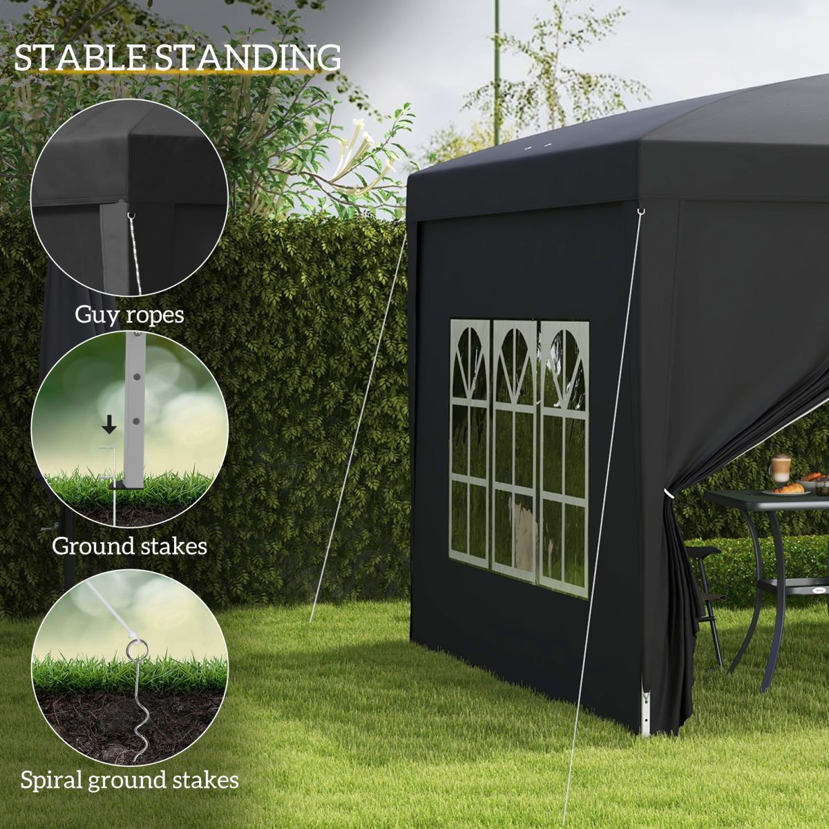 3mx3m Pop Up Gazebo Party Tent Canopy Marquee with Storage Bag Black