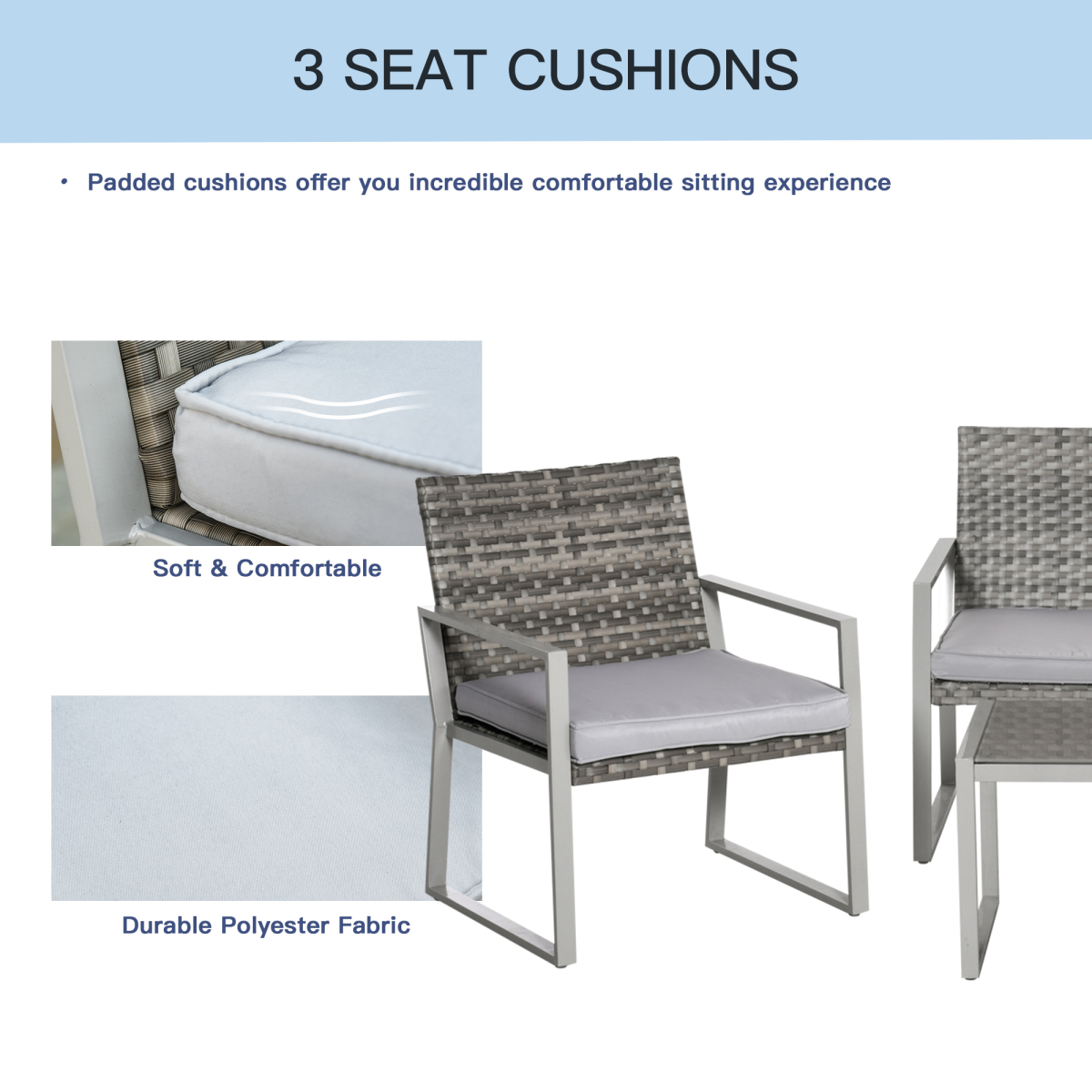 4-Piece Outdoor Garden Rattan Seating Furniture Set Grey
