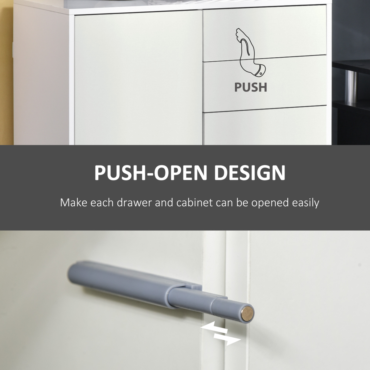 Side Cabinet with 2 Door Cabinet and 2 Drawer for Home Office White