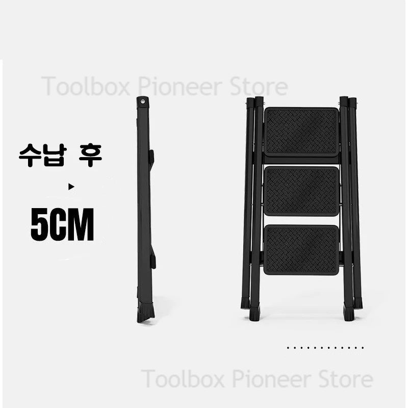 Foldable Carbon Steel Ladder - Versatile Space-Saving Solution