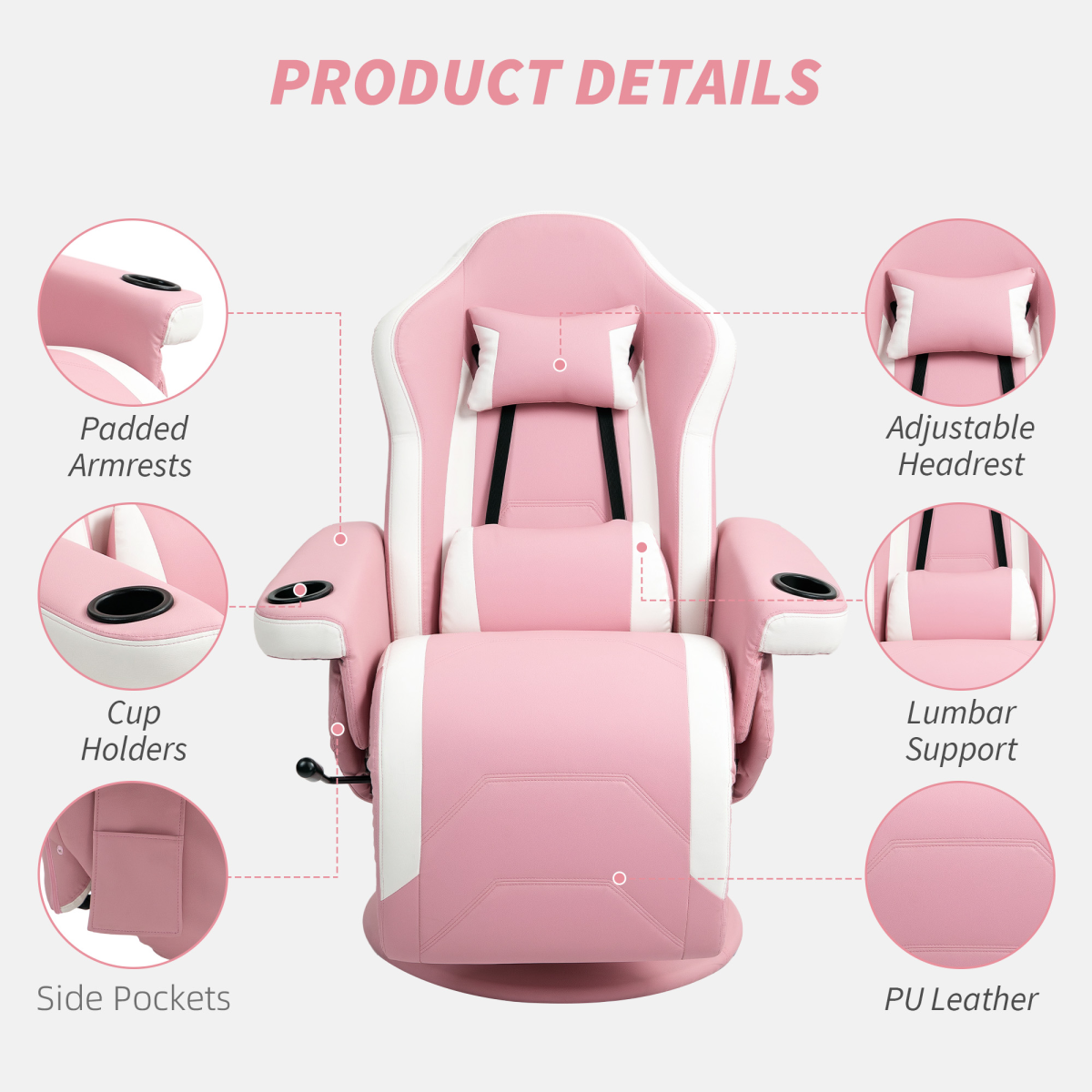 HOMCOM Manual Recliner Armchair PU Sofa Chair w/ Footrest & 135° Reclining