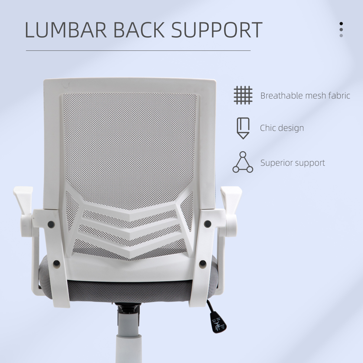 Mesh Swivel Office Chair Task Computer Chair w/ Lumbar Support, Grey Vinsetto