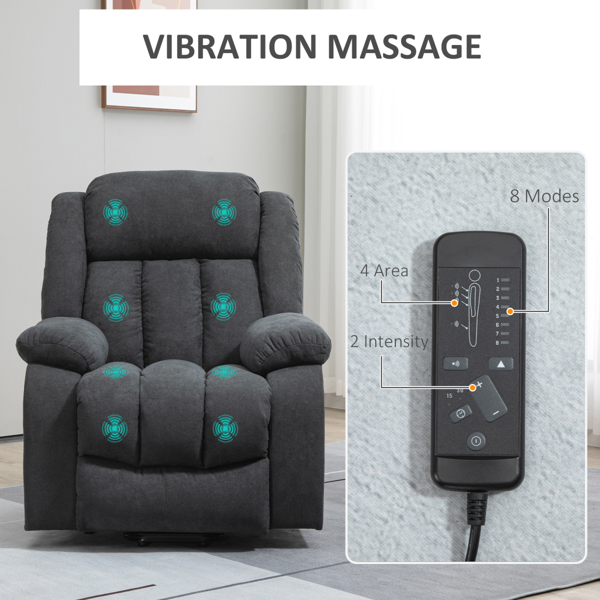 HOMCOM Heavy Duty Riser and Recliner Chair Lift Chair for the Elderly Dark Grey