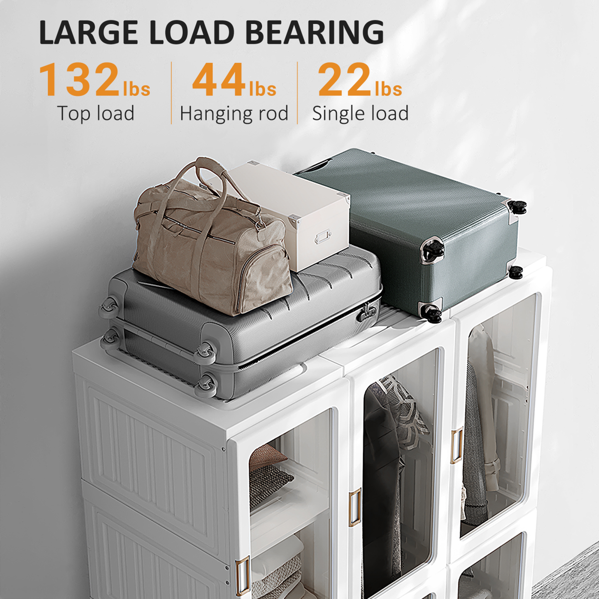 HOMCOM Portable Wardrobe, Clothes Organiser with Hanging Rods, White