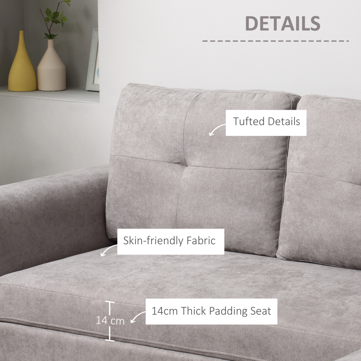 HOMCOM Linen-Look L-Shaped Sofa Bed w/ Storage Bed Sleeper Flat Studio Grey