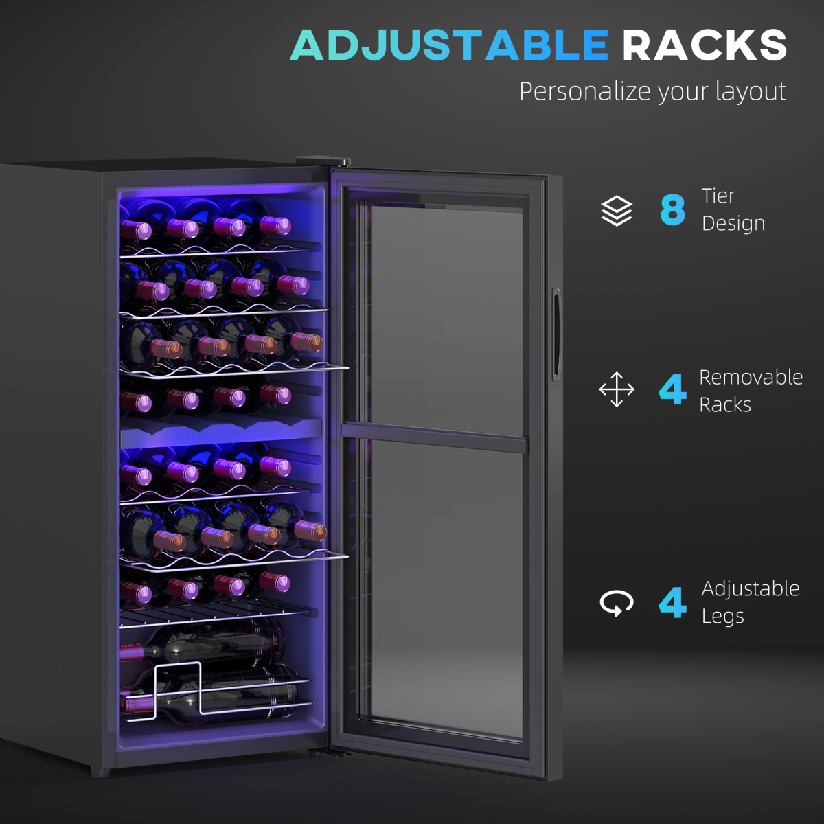 HOMCOM 86L Dual Zone Wine Cooler with Adjustable Temperature Control, Black