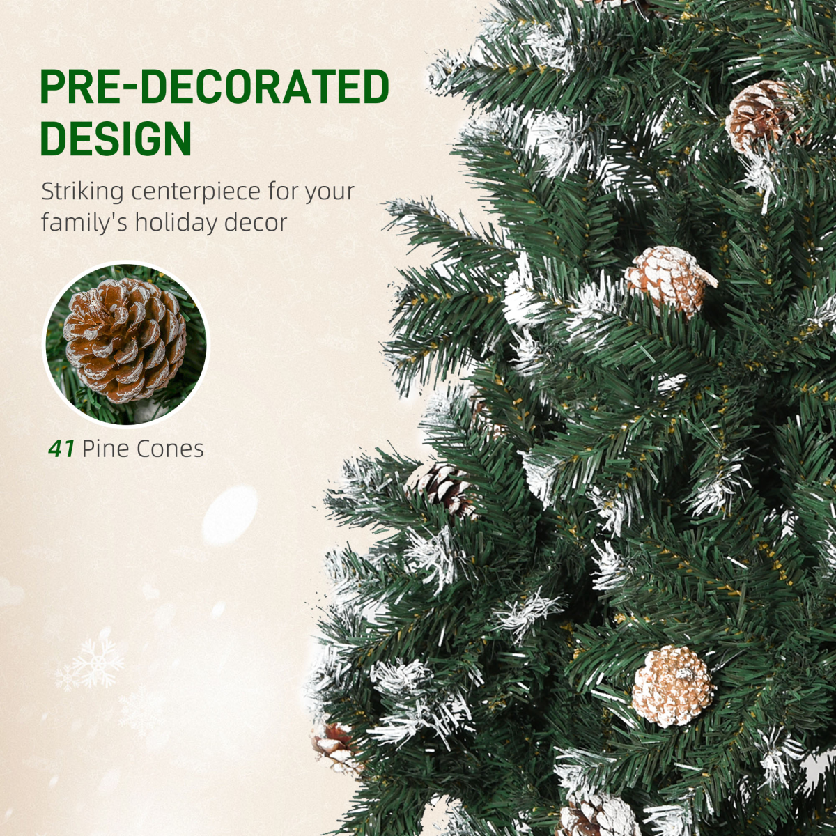 5FT Artificial Christmas Tree Xmas Indoor Decoration, Automatic Open HOMCOM