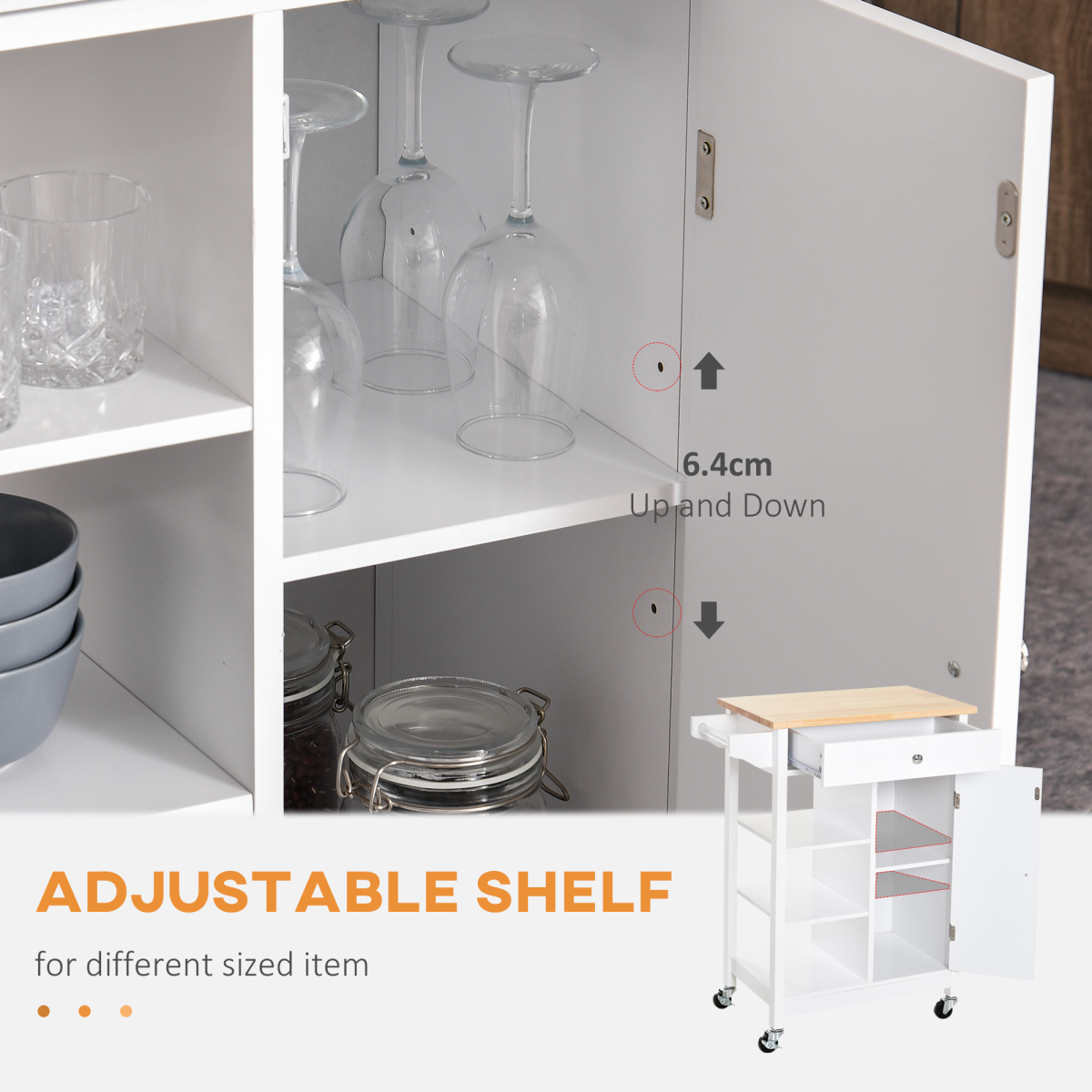 MDF Kitchen Storage Trolley White