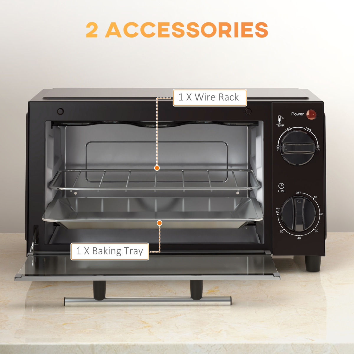 Mini Oven, 9L Countertop Electric Grill, Toaster Oven  750W