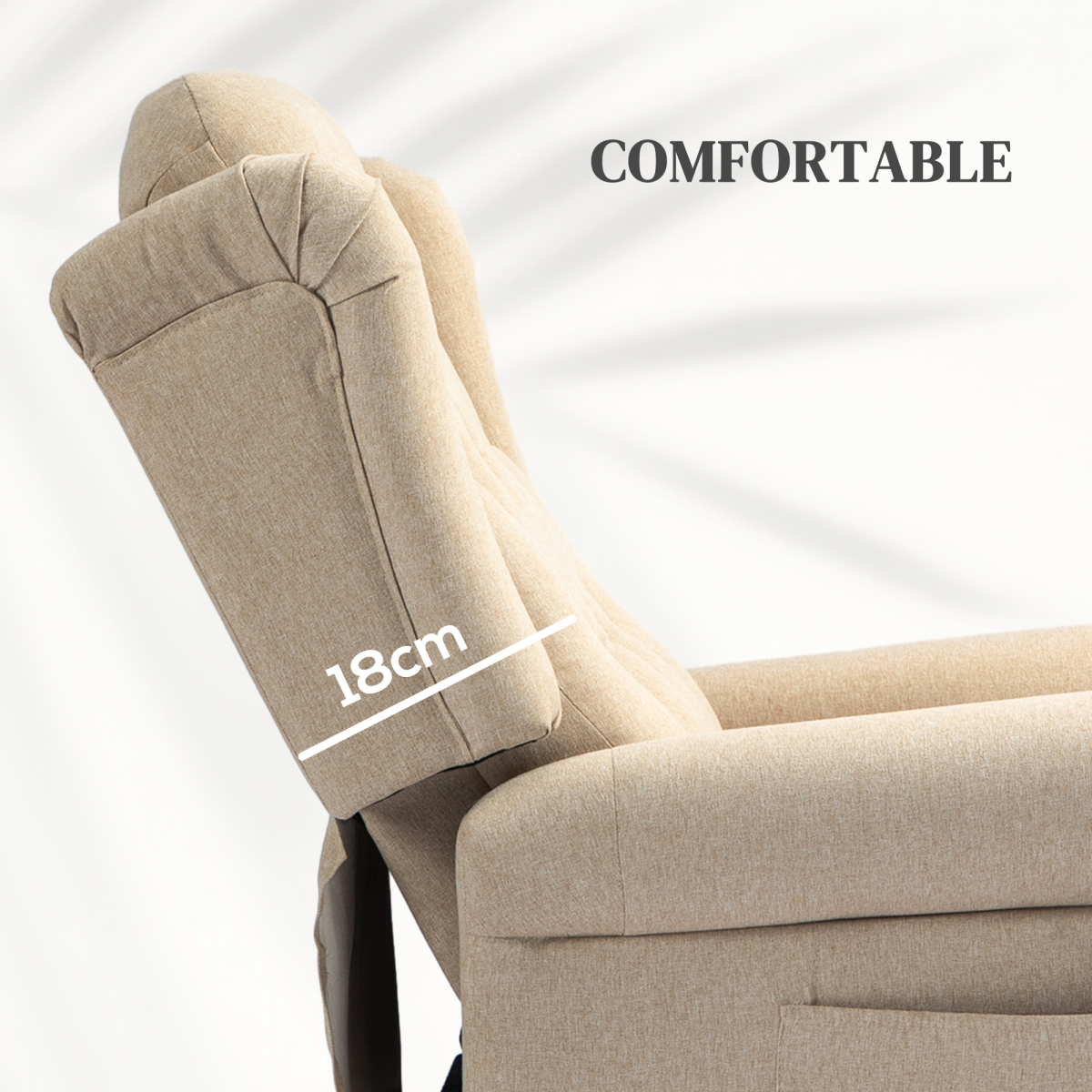 HOMCOM Power Lift Recliner Armchair with Wingback, Button Tufted, Beige
