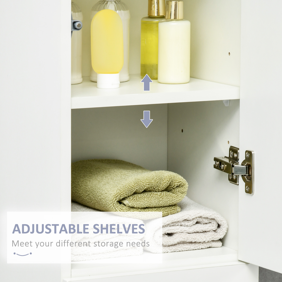 kleankin High Gloss Tall Bathroom Cabinet with Adjustable Shelves White