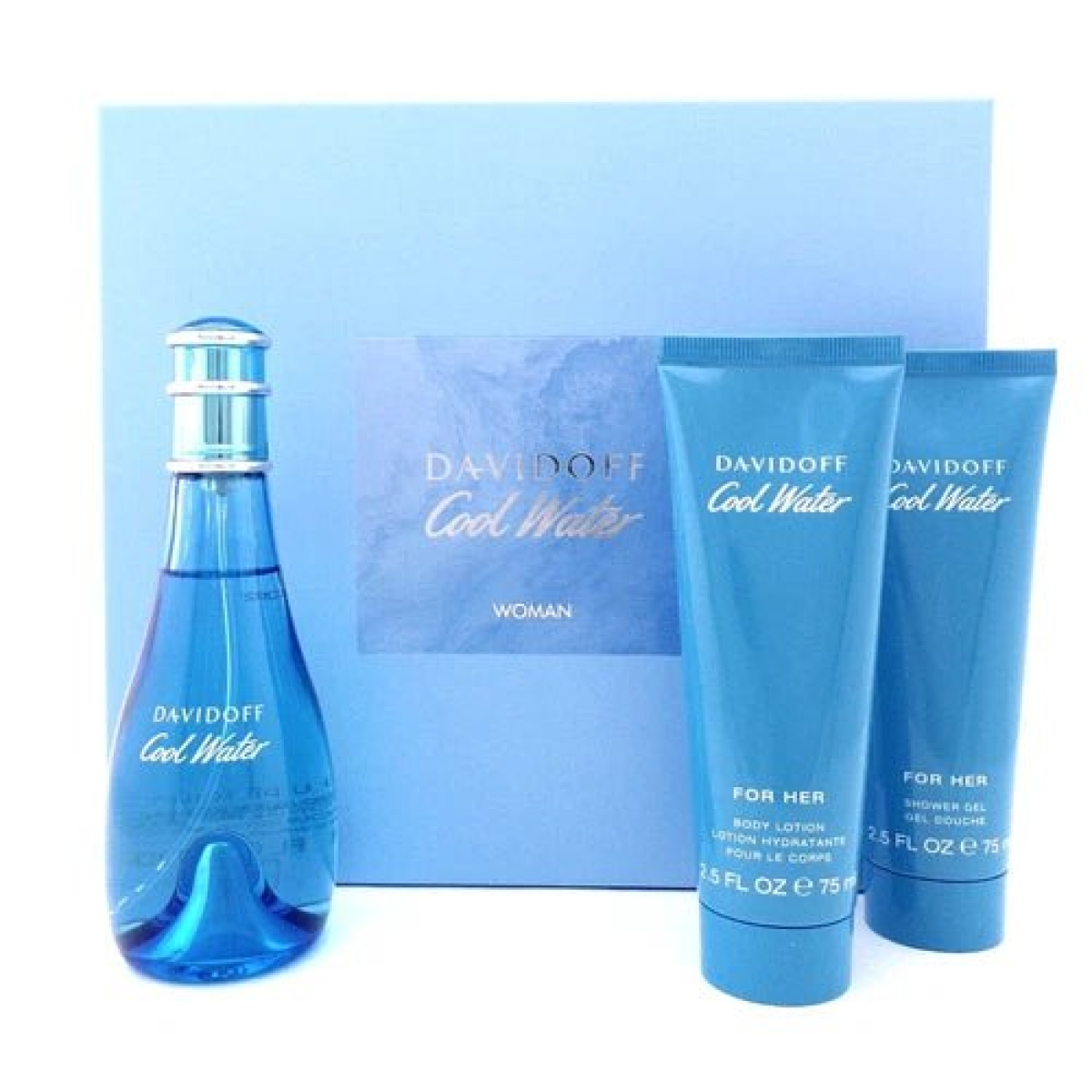 Davidoff Cool Water Gift Set: 100ml EDT, 75ml Body Lotion & 75ml Shower Gel