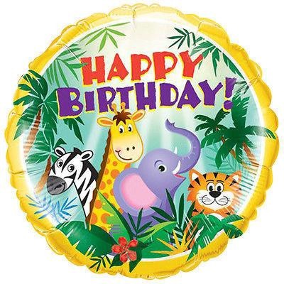 (B) Happy Birthday Jungle & Friends Foil Balloon