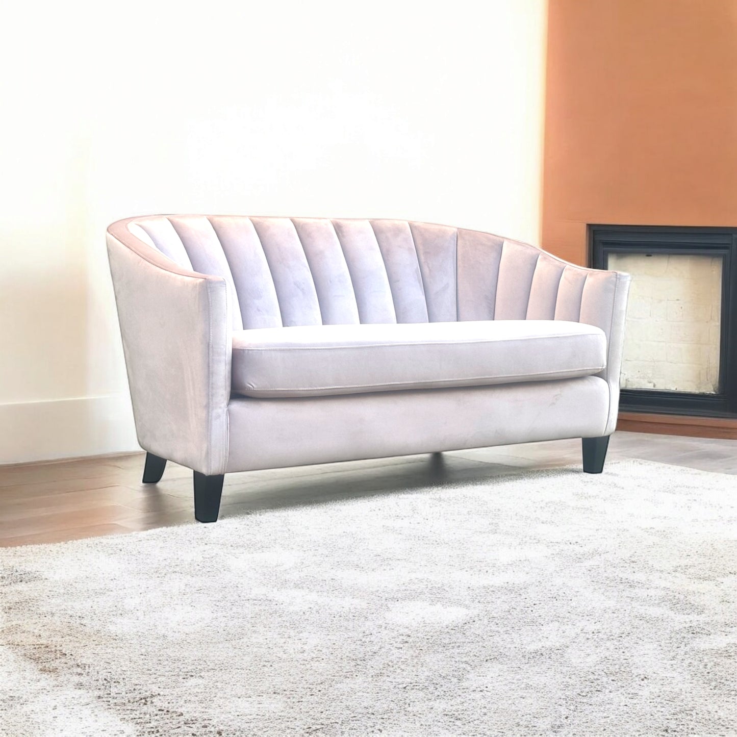 AcaciaHome Durable & Stylish Blue/Pink/Leopard Print Velvet Tub Couch 2-Seater Sofa | Contemporary Drop Arm Design | Comfortable Living Room Seating | Perfect for Home & Office (Pink Velvet)