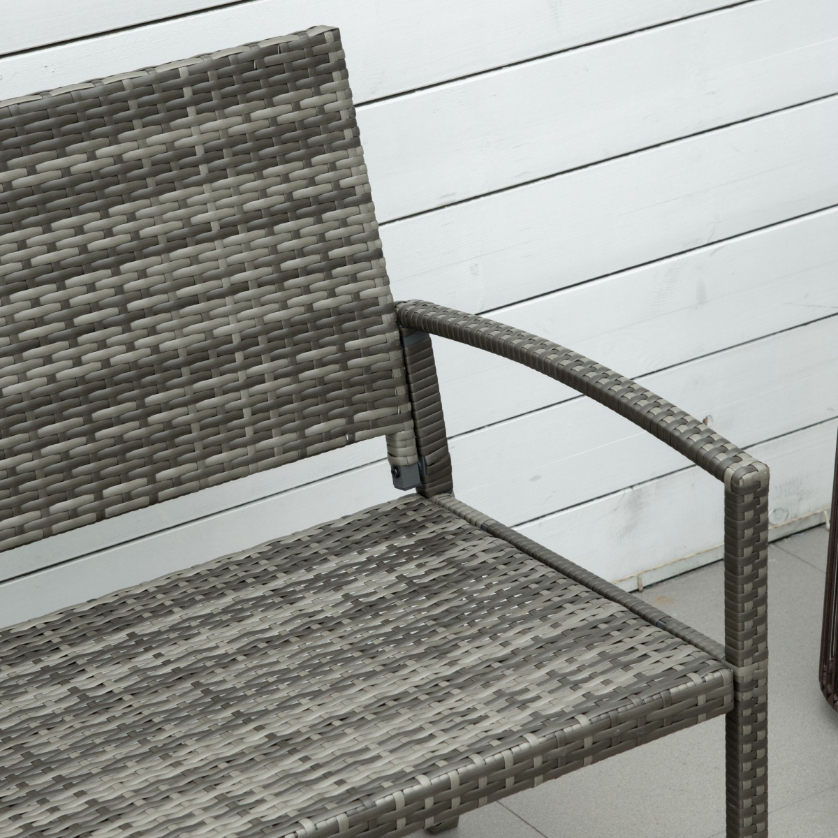 Outsunny Patio Rattan 2 Seater Garden Bench Love Seater Garden Armchair Grey