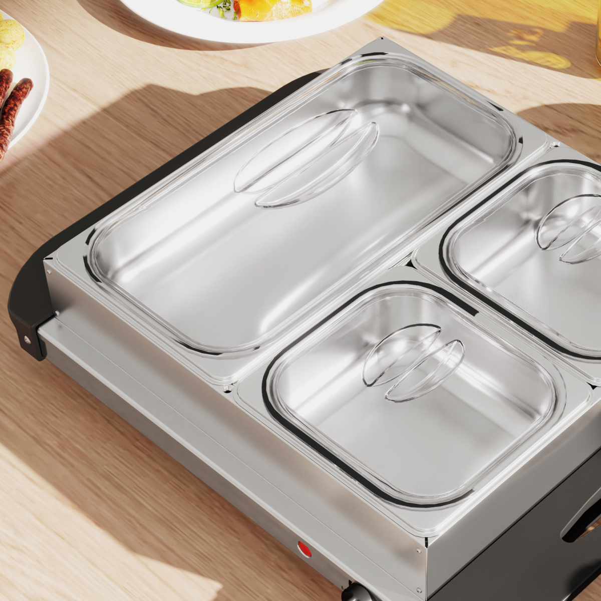 HOMCOM 6L Electric Food Warmer Buffet Server with Lids Cool Touch Handles
