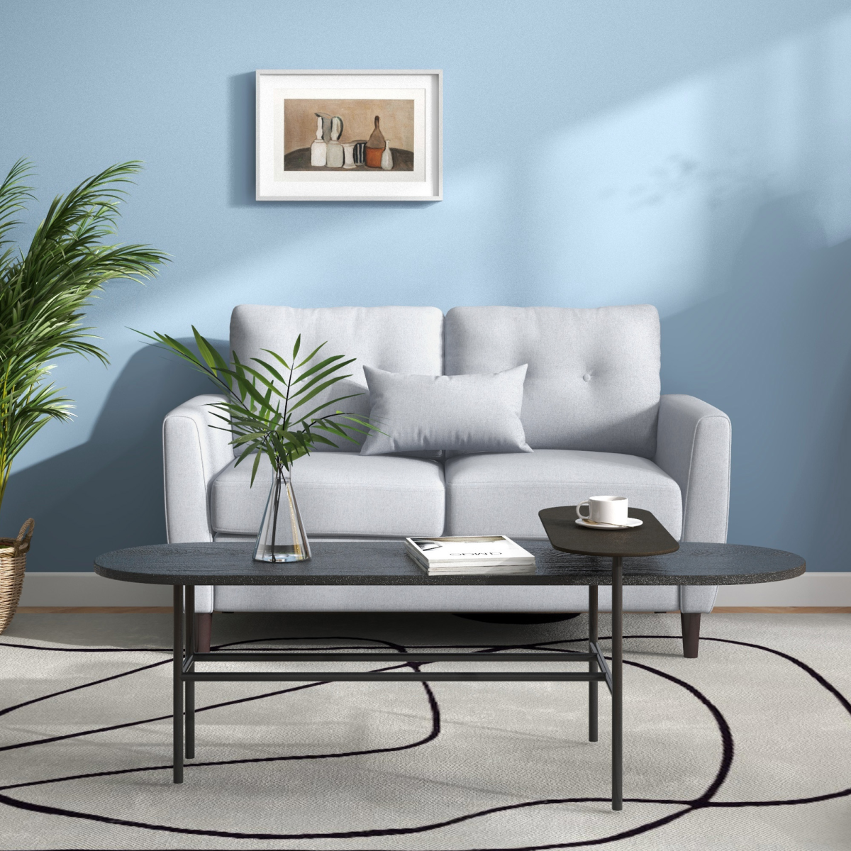 HOMCOM Modern Chic Loveseat with Armrest Spring Padding for Home Office