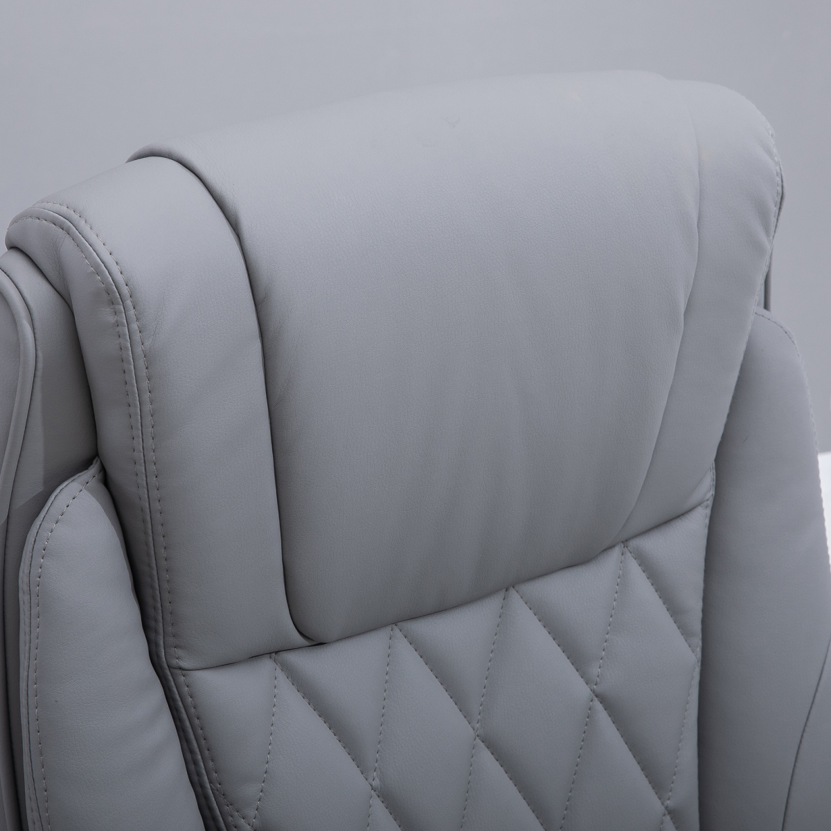 High Back Executive Office Chair Home Swivel PU Leather Chair, Grey