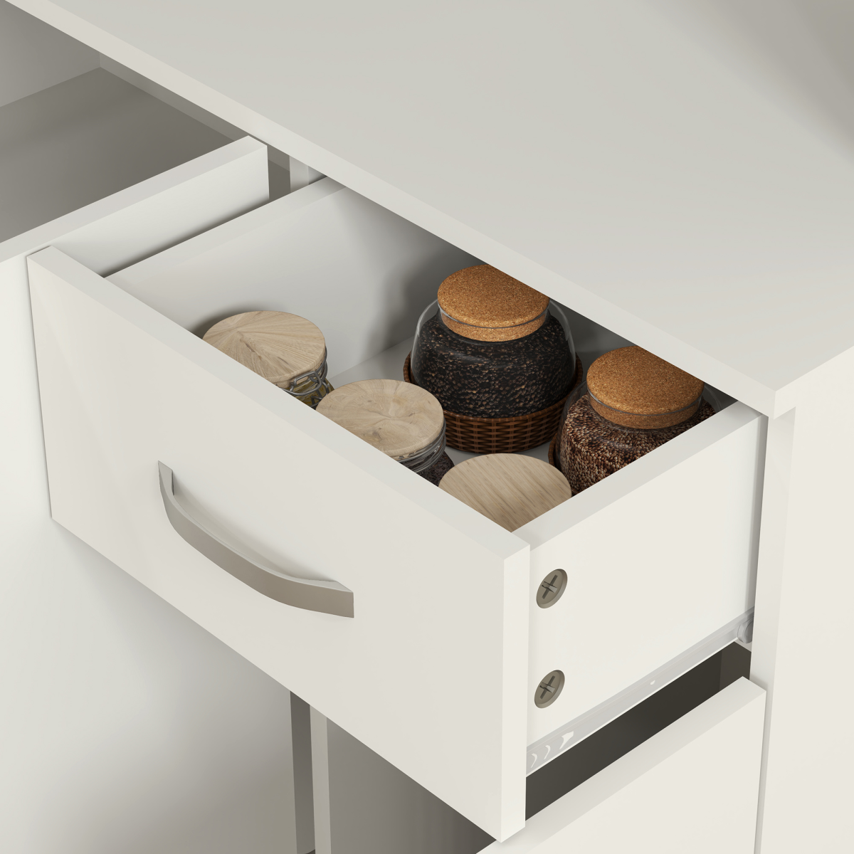 HOMCOM Freestanding Kitchen Cupboard, Storage Cabinet with Doors Cream White