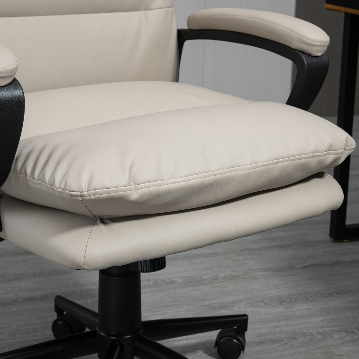 Vinsetto PU Leather Office Chair for Home with Arm, Adjustable Height, Grey