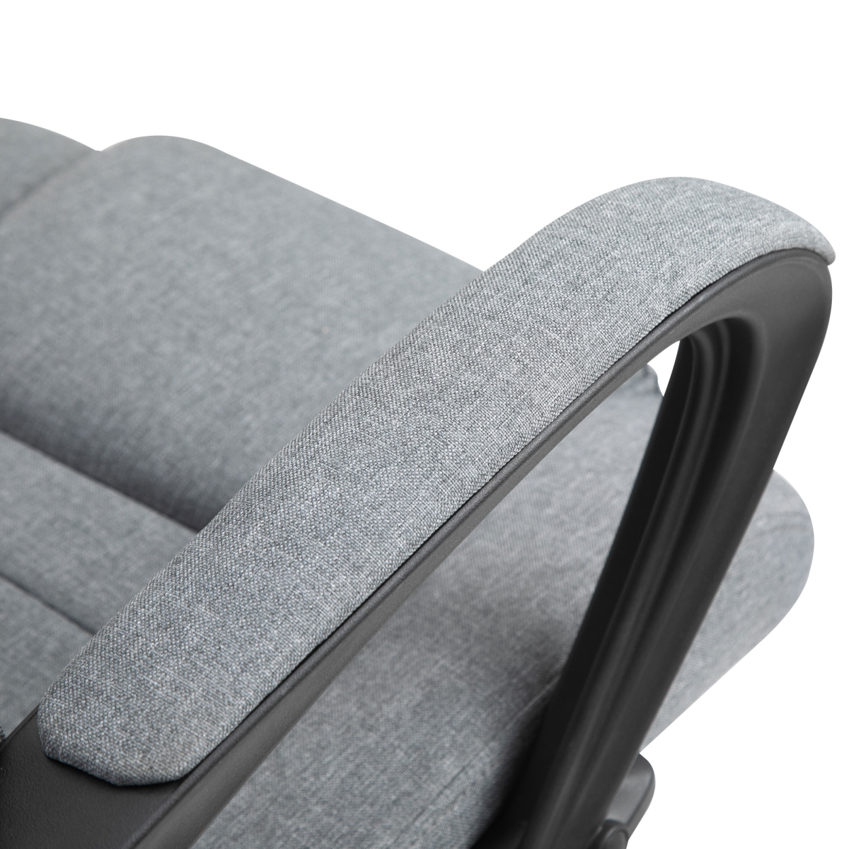 Linen Office Chair 360??Swivel High Back Wide Adjustable Seat Grey Vinsetto