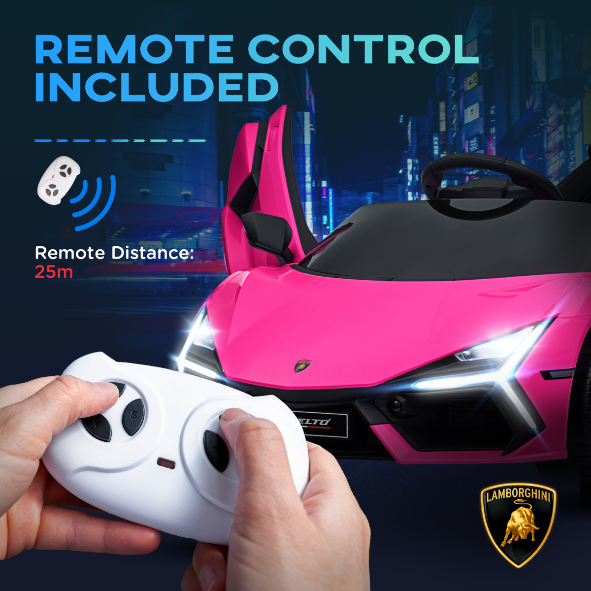 AIYAPLAY Lamborghini Revuelto Licensed Ride On Car, with Suspension, Pink