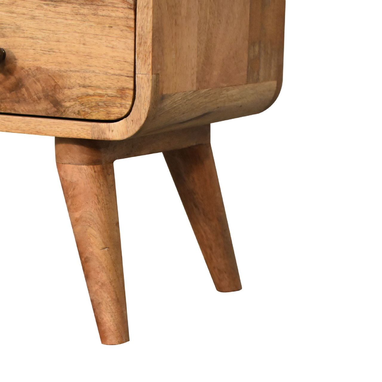 Artisan Furniture Solid Wood Mini Curved Oak-ish Media Unit, 2 Drawers, Beige