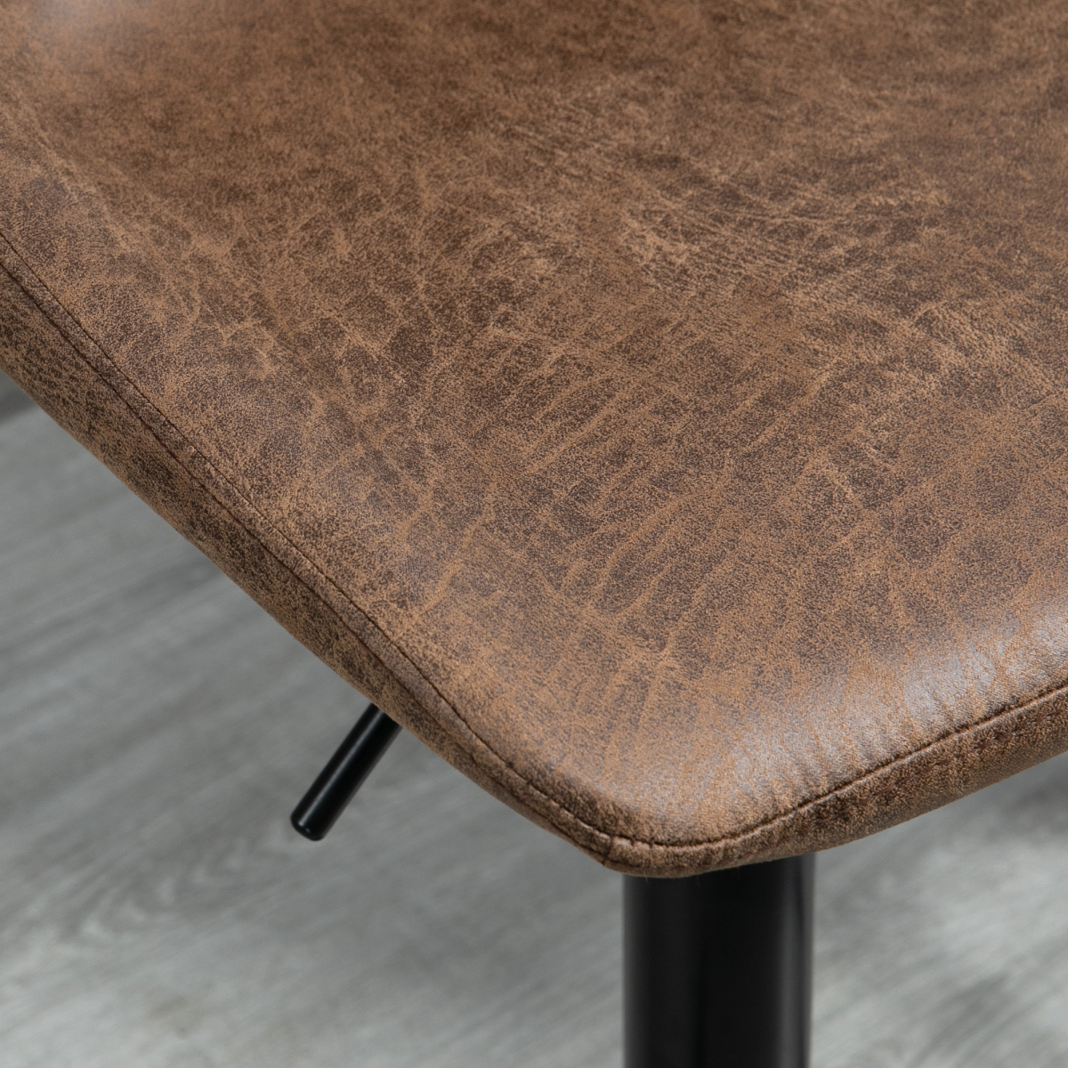 Set Of 2 Microfibre Retro Tub Bar Stools w/ Metal Frame Footrest Home Seat Brown